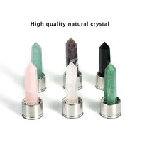 Premium Quality Quartz glass water bottle, transparent water bottle, gemstone center inlaid obelisk, magic wand(10 Pack)