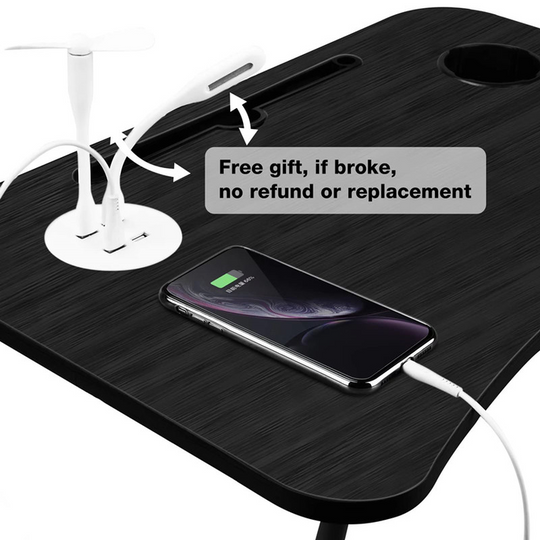 Portable Foldable Laptop Tray Table Multifunctional Laptop Bed Desk with USB Charge Port Cup Holder for Bed