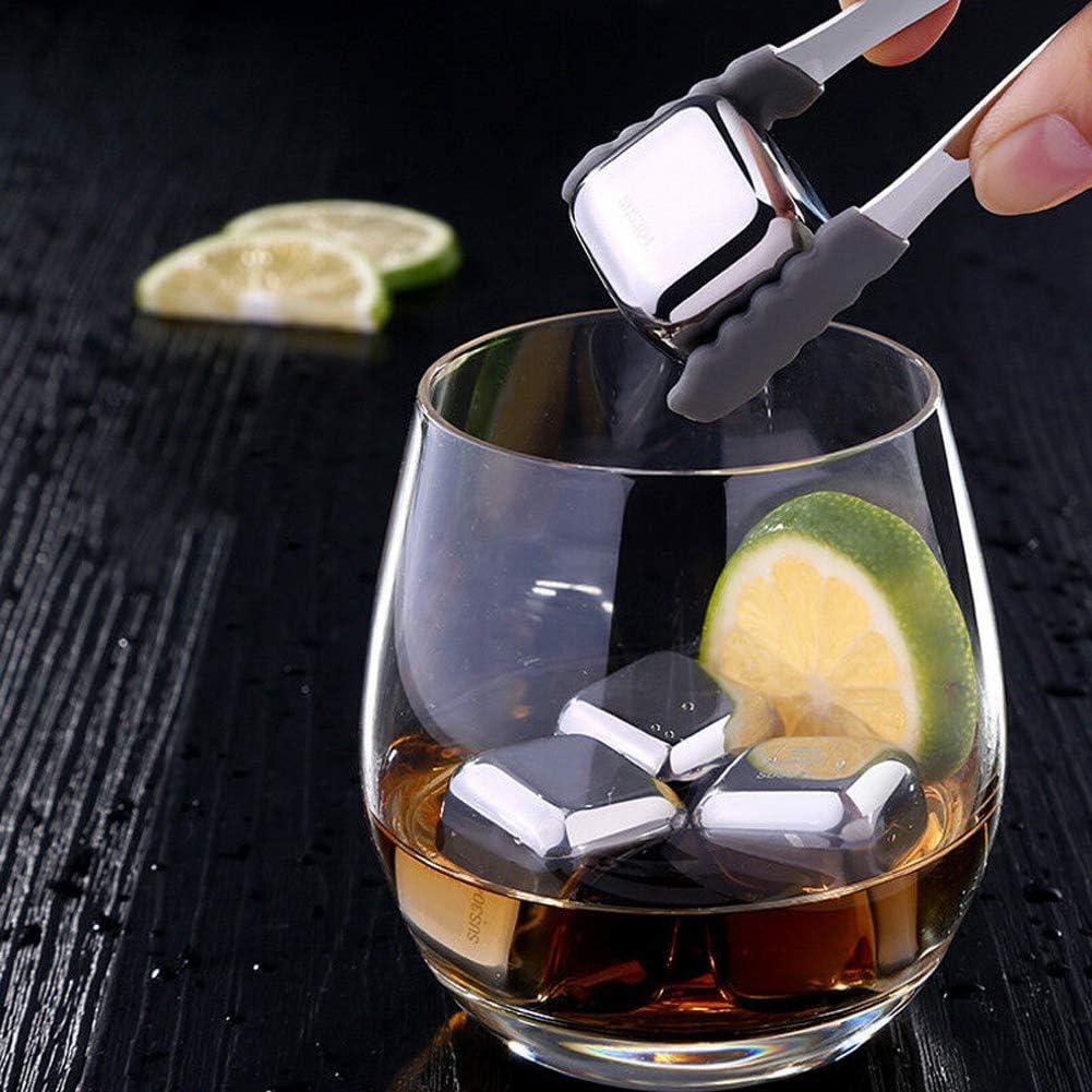 Stainless Steel Reusable Ice Cubes with Barman Tongs and Freezer Tray