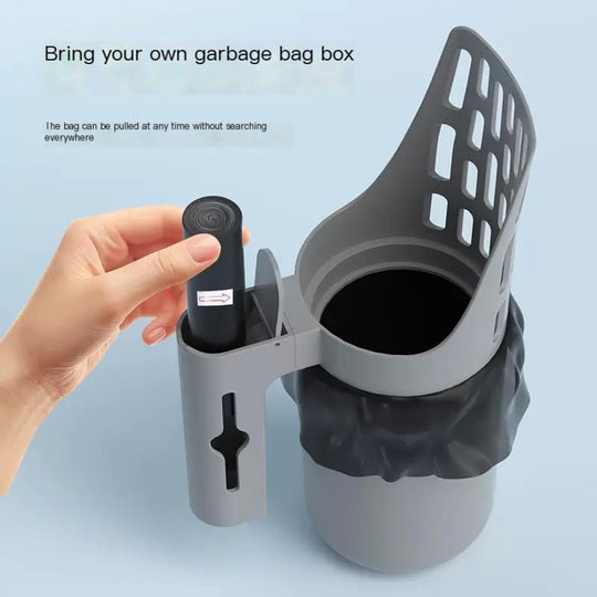 Cat Litter Scooper with Trash Container,Portable Litter Scoop Holder