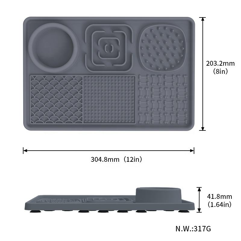 Silicon Lick Mat Bowl with Suction Cups for Dry Wet Slow Feeding Mat Lick Pad for Pets Anxiety Relief Boredom Reducer