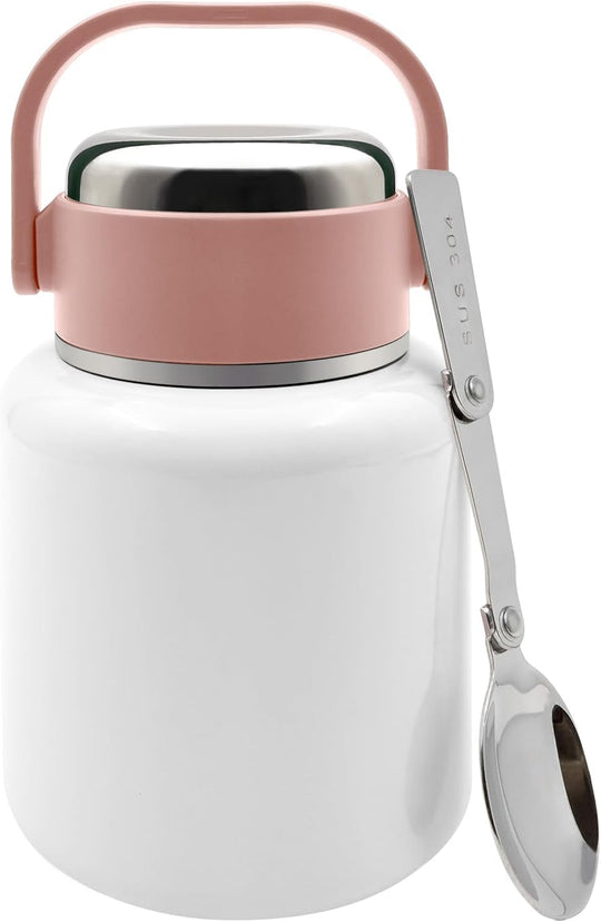 Vacuum Insulated Food Jar with Folding Spoon (MOQ 10 Sets)