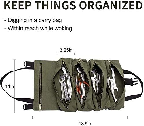 Multi Purpose Canvas Camping Gear Tool Roll Wrench Roll up Pouches Bag