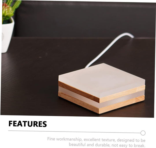 LED Square Bedise Table Lamp USB Acrylic Wooden Desk Night Light for Bedroom (MOQ 10 Pcs)