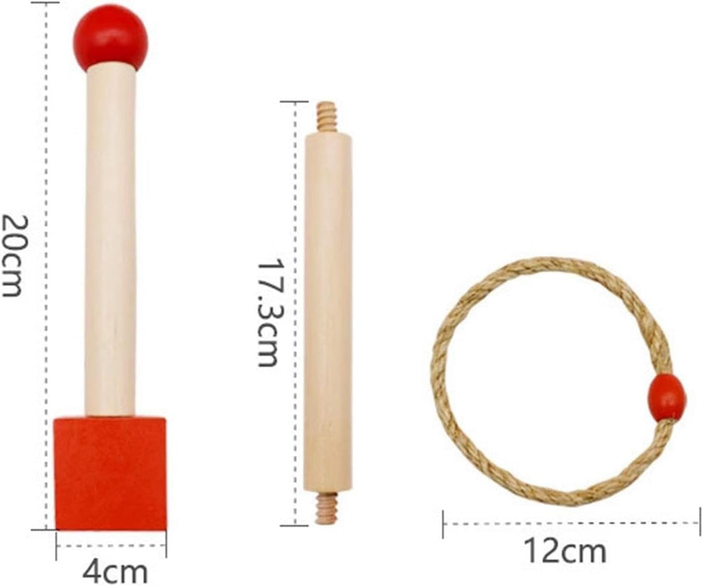 Wooden Ring Toss Game Set – 5 Sticks & 4 Rings | Outdoor Backyard Carnival Game for Kids Teens Adults | Family Party Activity & Birthday Gift