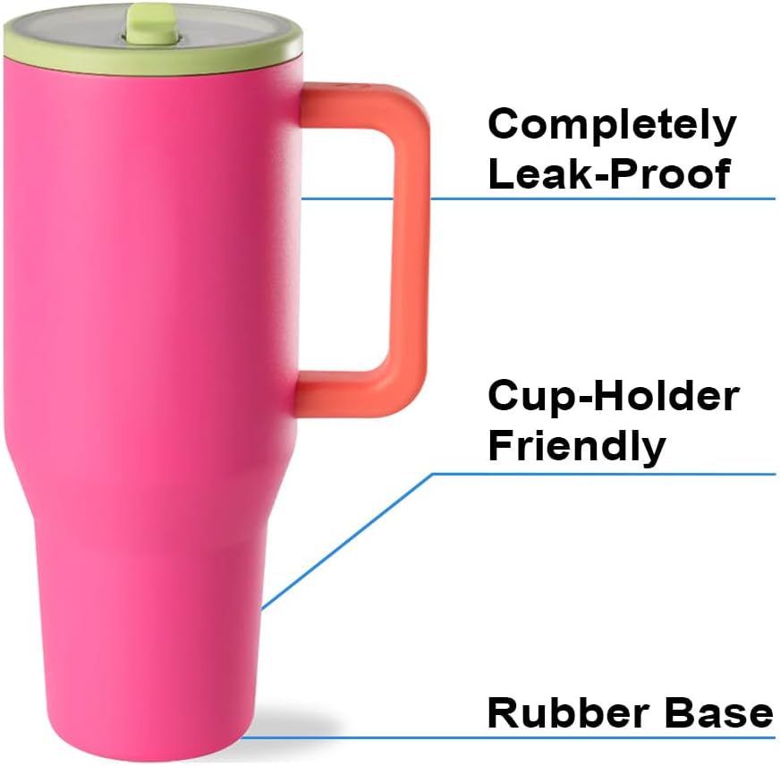 Stainless Steel Tumbler with Handle Straw Vacuum Insulated