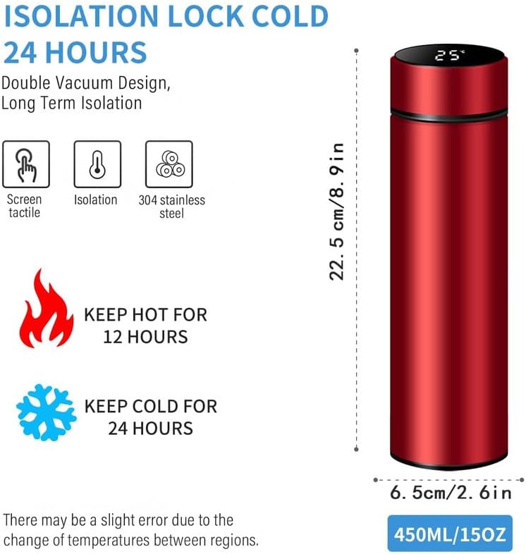 Steel Vacuum Flask,Travel Mug with Smart LCD Touch Screen, Keep Hot Or Cold