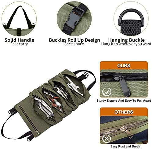 Multi Purpose Canvas Camping Gear Tool Roll Wrench Roll up Pouches Bag (MOQ 10 Sets)