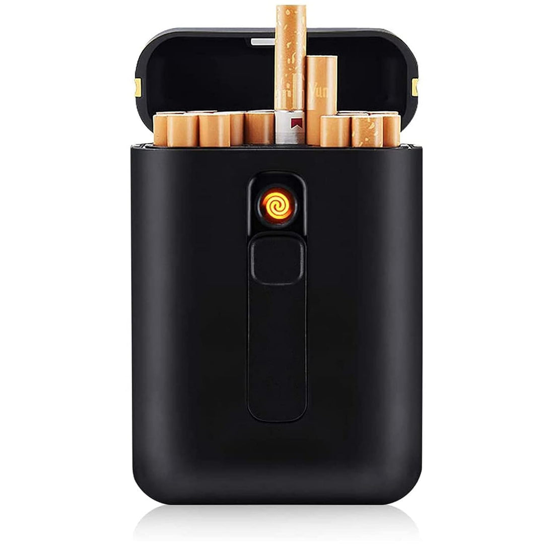 Large Portable Pack 20 Regular Size Cigarettes Box Holder Built in Lighters 2 in 1
