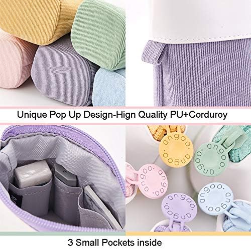 Pop-Up Telescopic Pencil Case with Stand | Retractable PU Corduroy Pen Holder Bag | Expandable Stationery Organizer for Kids, Students & Office Desk