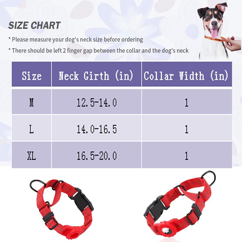 Dog Collar with AirTag Holder, Reflective Nylon, Quick Release Buckle (MOQ 10 Sets)