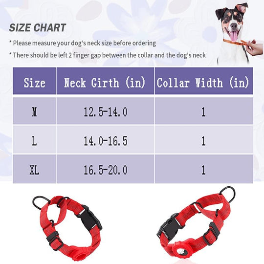 Dog Collar with AirTag Holder, Reflective Nylon, Quick Release Buckle (MOQ 10 Sets)
