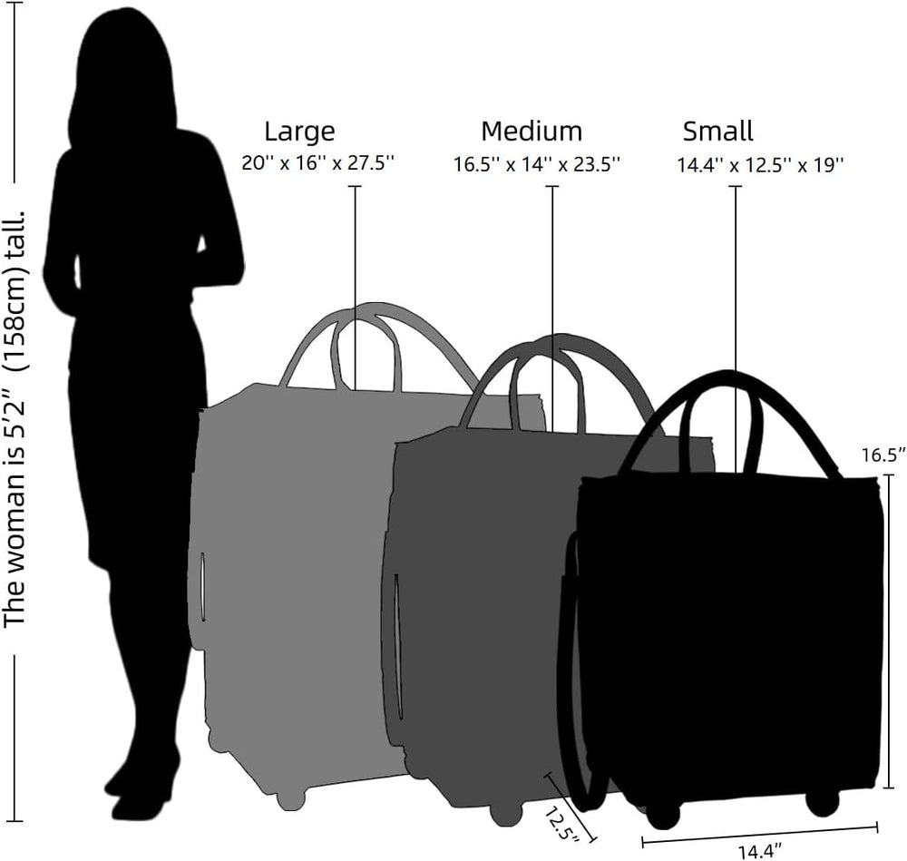 Folding Rolling Tote, Zipper reusable Grocery Bag on Wheels (MOQ 10 pcs)