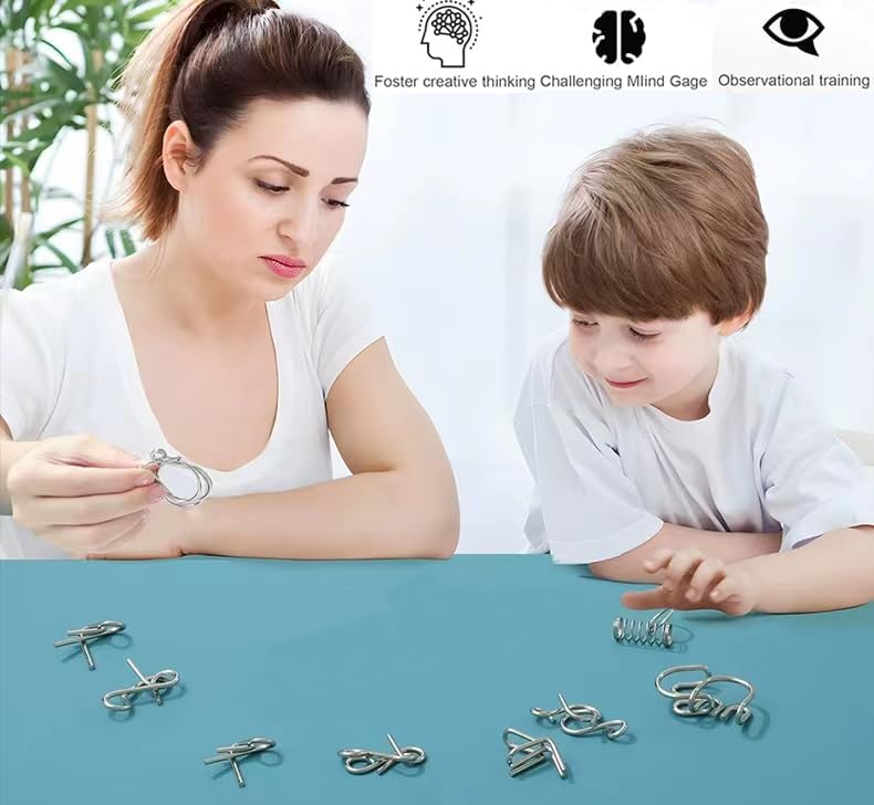 Brain Teaser IQ Test Disentanglemen Iron Link 24 Pcs Unlock Interlock Game (MOQ 10 Sets)
