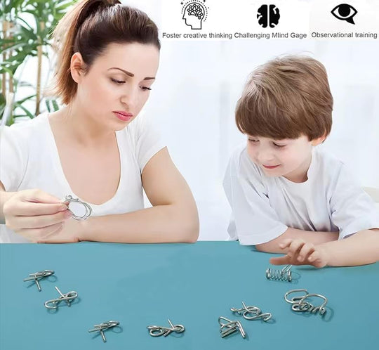 Brain Teaser IQ Test Disentanglemen Iron Link 24 Pcs Unlock Interlock Game