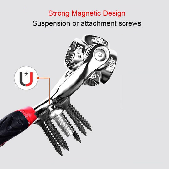 Universal Grip Wrench with 360° Rotating Socket Heads