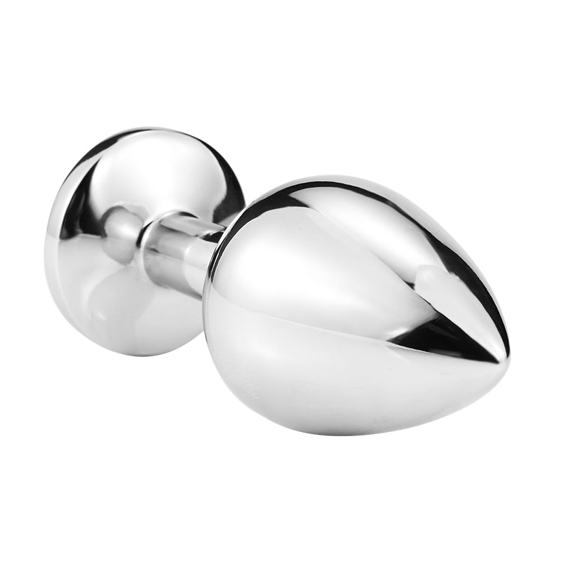 Round Butt Plug metal  with stone - MOQ 10 Pcs