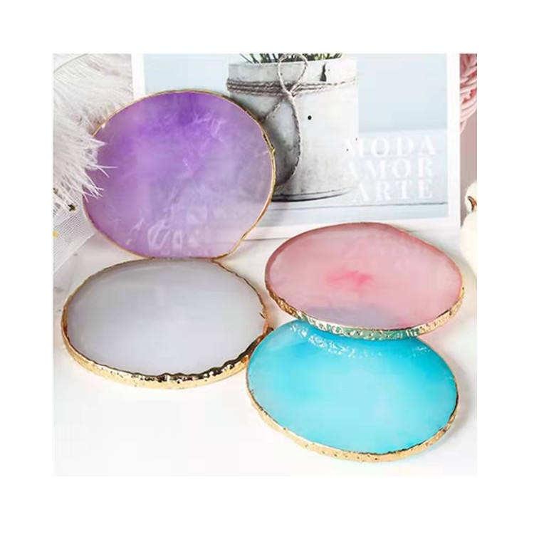 Quartz Resin Agate Coaster Candle Pad for Coffee table or Nail art