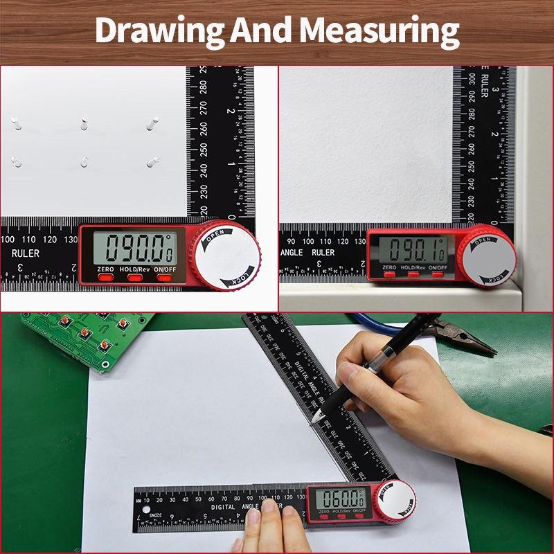 Digital Angle Finder Protractor Ruler Carbon Fiber Plastic Woodworking Tools Goniometer Carpenter Protractor with LCD Display Digital Protractors