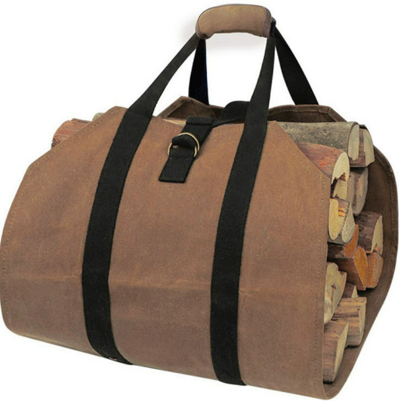 Outdoor camping accessories firewood carrier bag canvas durable wood holder carry storage pouch