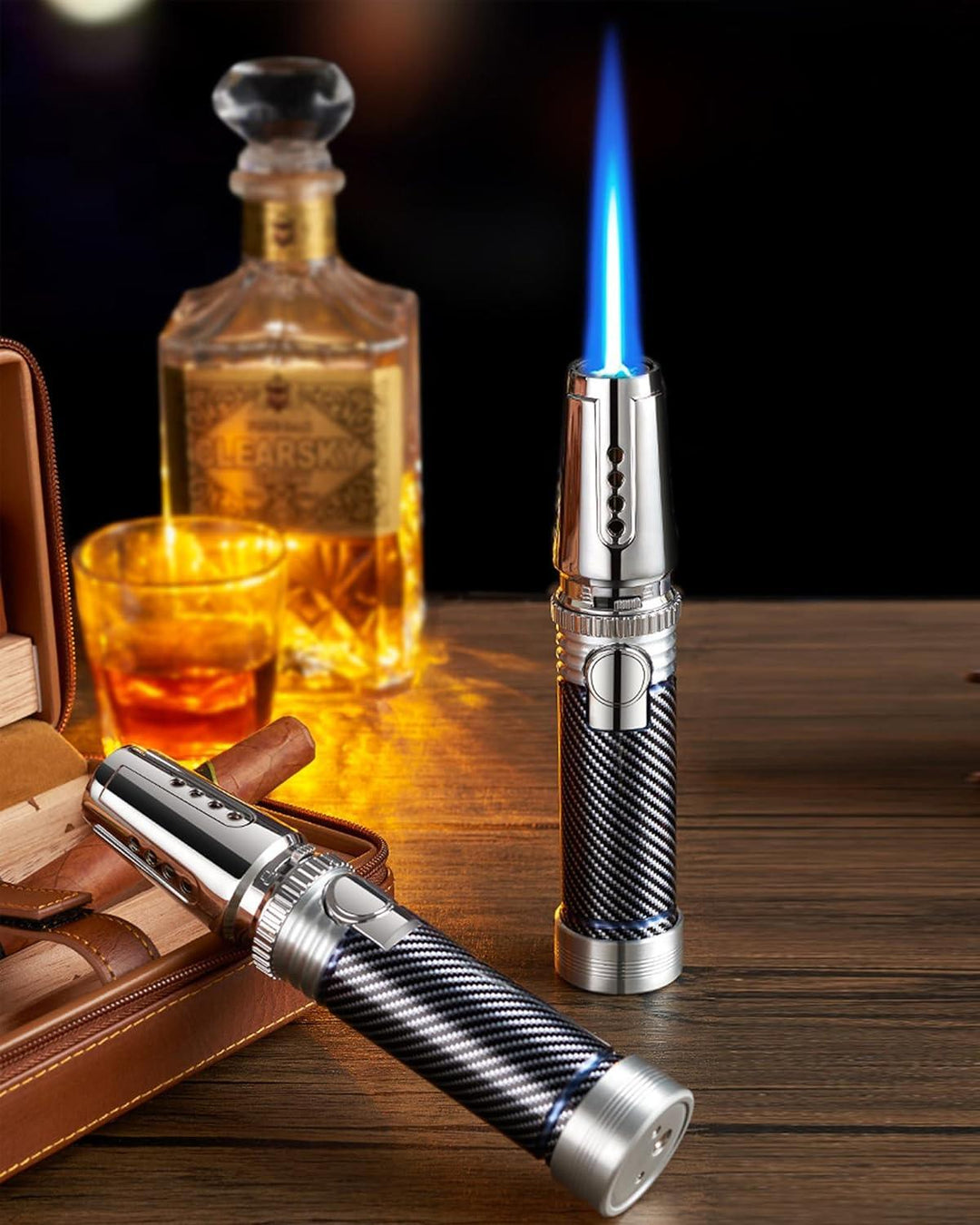 Butane Torch Lighter, Fire Dab Torch Lighters Butane Refillable, Windproof Blue Jet Flame Adjustable for Desserts Baking BBQ, Desserts Baking BBQ