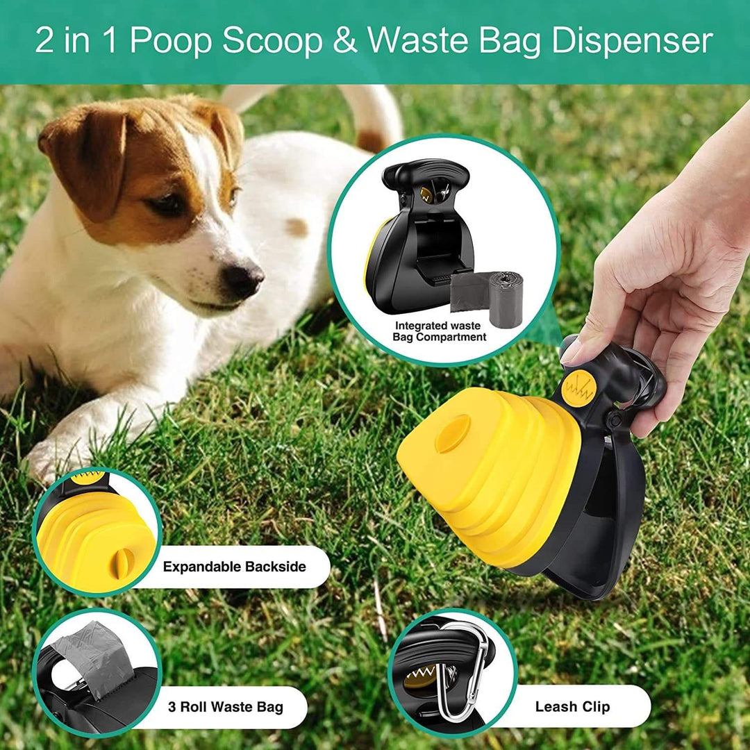 Pet Poop Picker Plastic Folding Pet Pooper Scooper With Bags(Bulk 3 Sets)