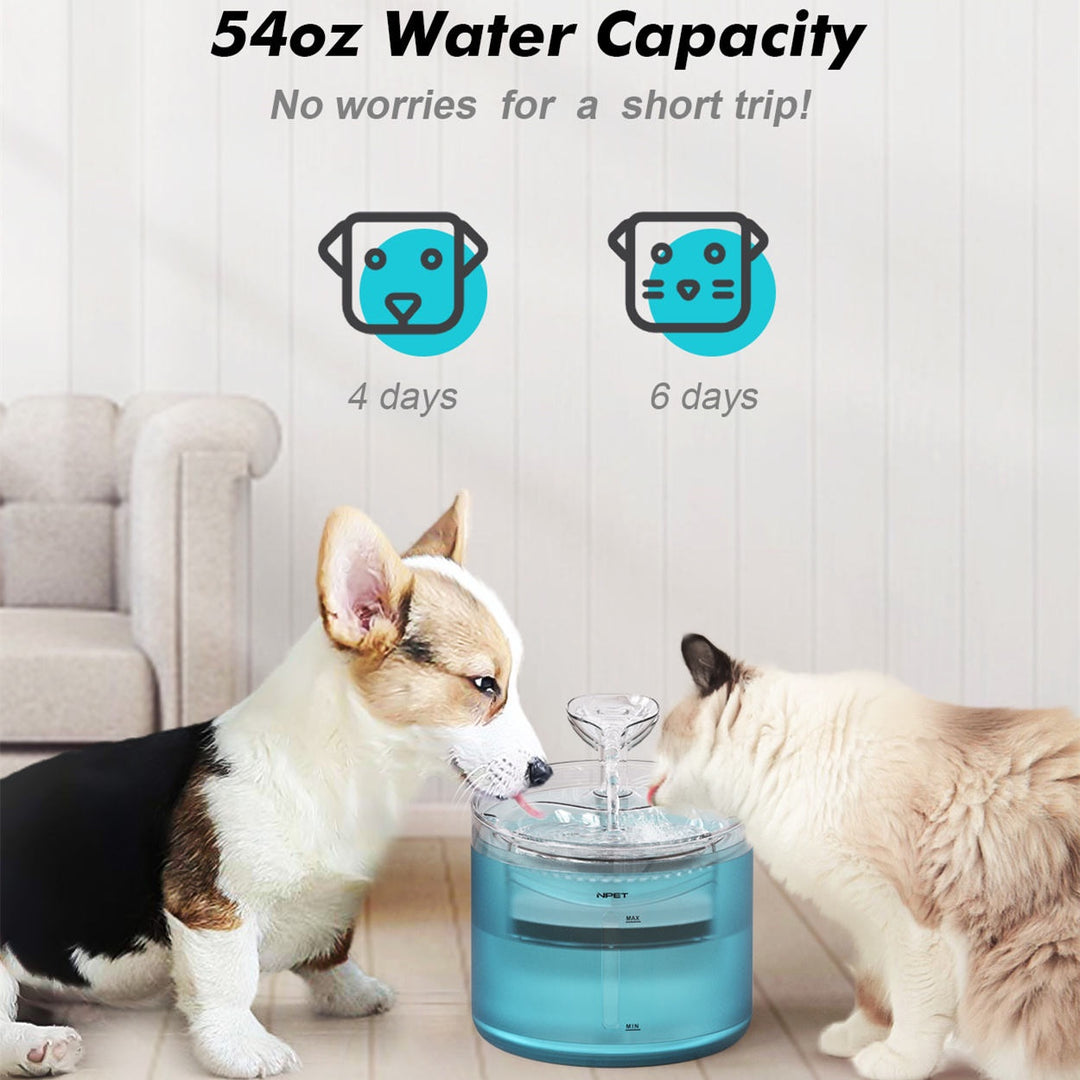 Cat Water Fountain, 54oz/1.6L Automatic Pet Fountain Cat Water Dispenser with 2 Flow Modes, Light Quiet Pump for Cats(10 Pack)