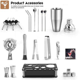 Perfect Party boy Gift 23-Piece Stainless Steel Bartender Kit with Acrylic Stand & Cocktail Recipes Booklet, Professional Bar Tools for Drink Mixing, Home, Bar(Bulk 3 Sets)