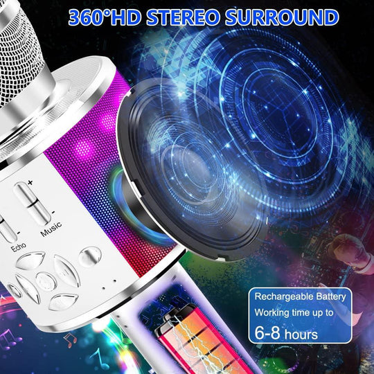 Karaoke Microphone Machine Toys for kids Bluetooth Microphone with LED Light, Birthday Gift(10 Pack)