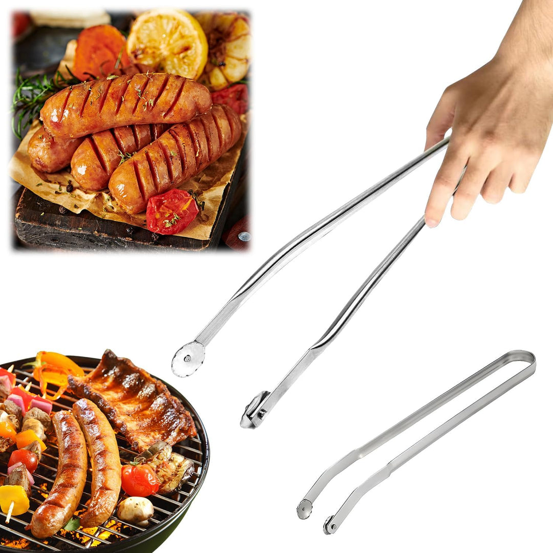 Stainless Steel BBQ Kitchen Tongs for Cooking, Long Handle BBQ Grill Tongs, Grill Flipping Tongs for Turning Bacon Steak Meat Vegetables(Bulk 3 Sets)