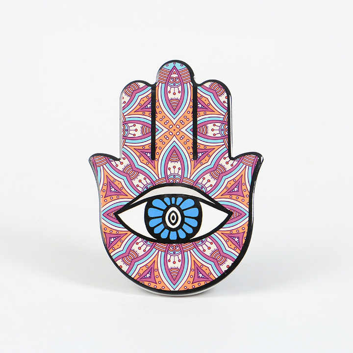 Perfect artistic gift Ceramic Drinks Magnetic Coasters Holder Slice Hamsa Hand Eye For Home Decor(Bulk 3 Sets)