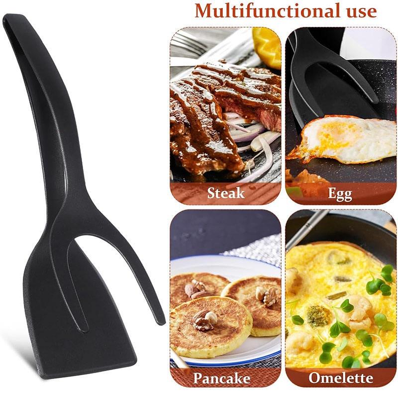 Double Sided Pancake Fish Turner Flip Spatula Tongs, Silicone Egg Flipper Tong