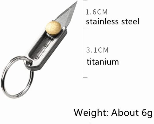 EDC Titanium Metal Alloy Light Weight Mini Little Tiny Small Wallet Button Push Keychain Pocket Knife