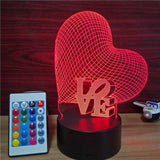 3D Illusion Lamp Color Changing with Remote Control Room Decor Gifts
