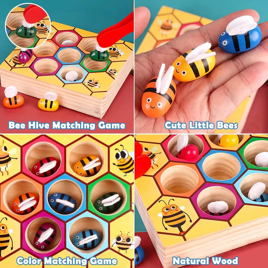 Clamp Fun Picking Catching Toy Hive Board Games Montessori Board Game Wood Bee Toy(10 Pack)