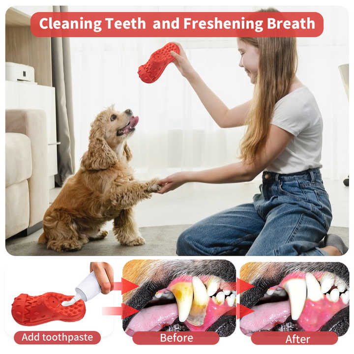 Slipper Shape Dog Toys For Chewing Teeth Cleaner Interactive Sounding Dog Toy For Aggressive Chewers