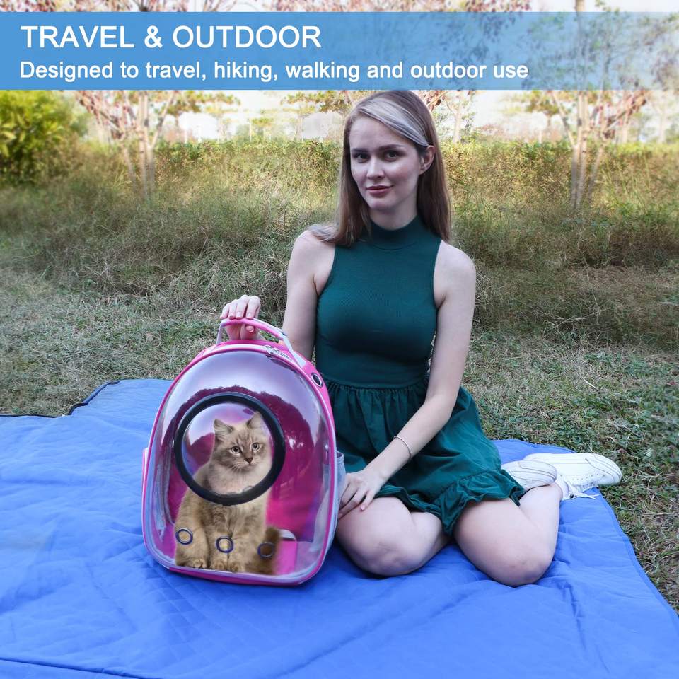 Space Capsule Bubble Cat Backpack Carrier, Pet Carrier Backpack, Breathable Air Cat Backpack Adjustable Padded Puppy Backpack, Designed for Travel, Hiking, Walking & Outdoor