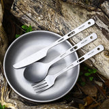 lightweight Three-piece set of titanium knife fork and spoon(Bulk 3 Sets)