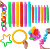 Pop Tubes, Tube Fidget Toys for Kids and Sensory Toys for Children and Adult, Fidget Tubes for Stress and Anxiety Relief, Learning Toys for Toddlers(Bulk 3 Sets)