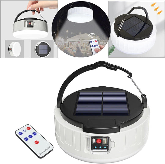 LED Solar Camping Lantern Portable Waterproof Solar USB Rechargeable Remote Control Indoor Outdoor Emergency Light Camping Light