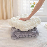 Luxury Home Decor Hand-weave Cushion Lamb Wool Knot Throw Pillow