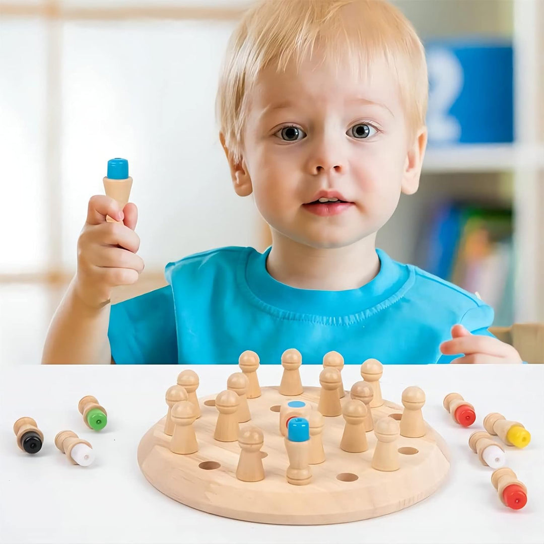 Wooden Memory Chess Matching Game: Family Board Games for Kids and Adults