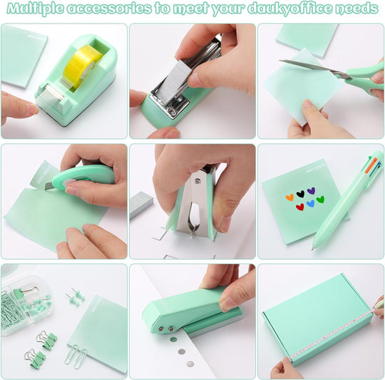 Desk Accessory Kit Cute Office Supplies Set Desktop Stapler Set