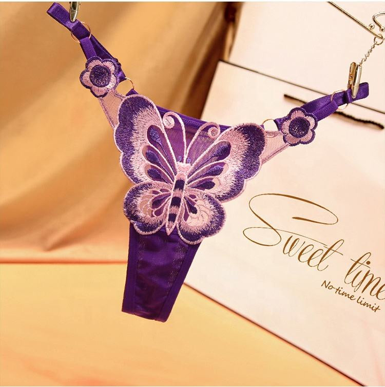 Premium Quality Transparent Lace Thongs Butterfly Accessories G String Women Underwear