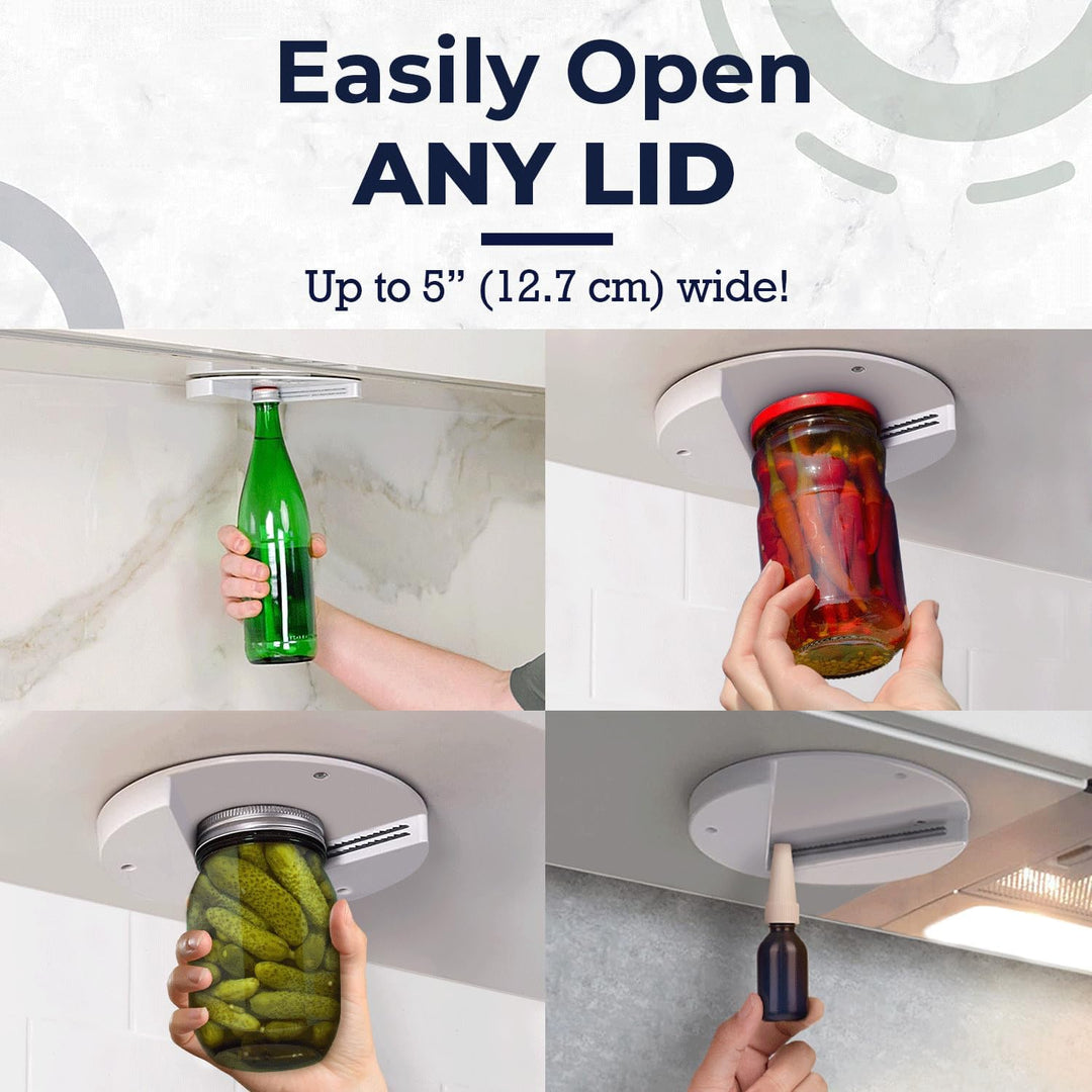 Under Cabinet Jar Openers for Weak Hands, Easy Grip, Arthritis jar opener, One Handed Gadgets & Bottle Opener