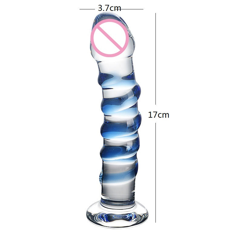 Blue Pattern Glass Crystal Transparent Toy & Big Huge Realistic 12 inch Dildo For Women - MOQ 10 Pcs