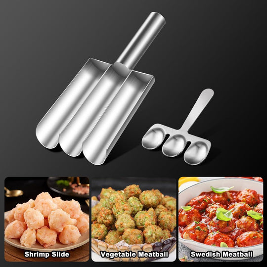 Premium Quality Multi-function Triple Stainless Steel Meatball Maker Fish Ball Shrimp Slide Tool Croquette Last Long