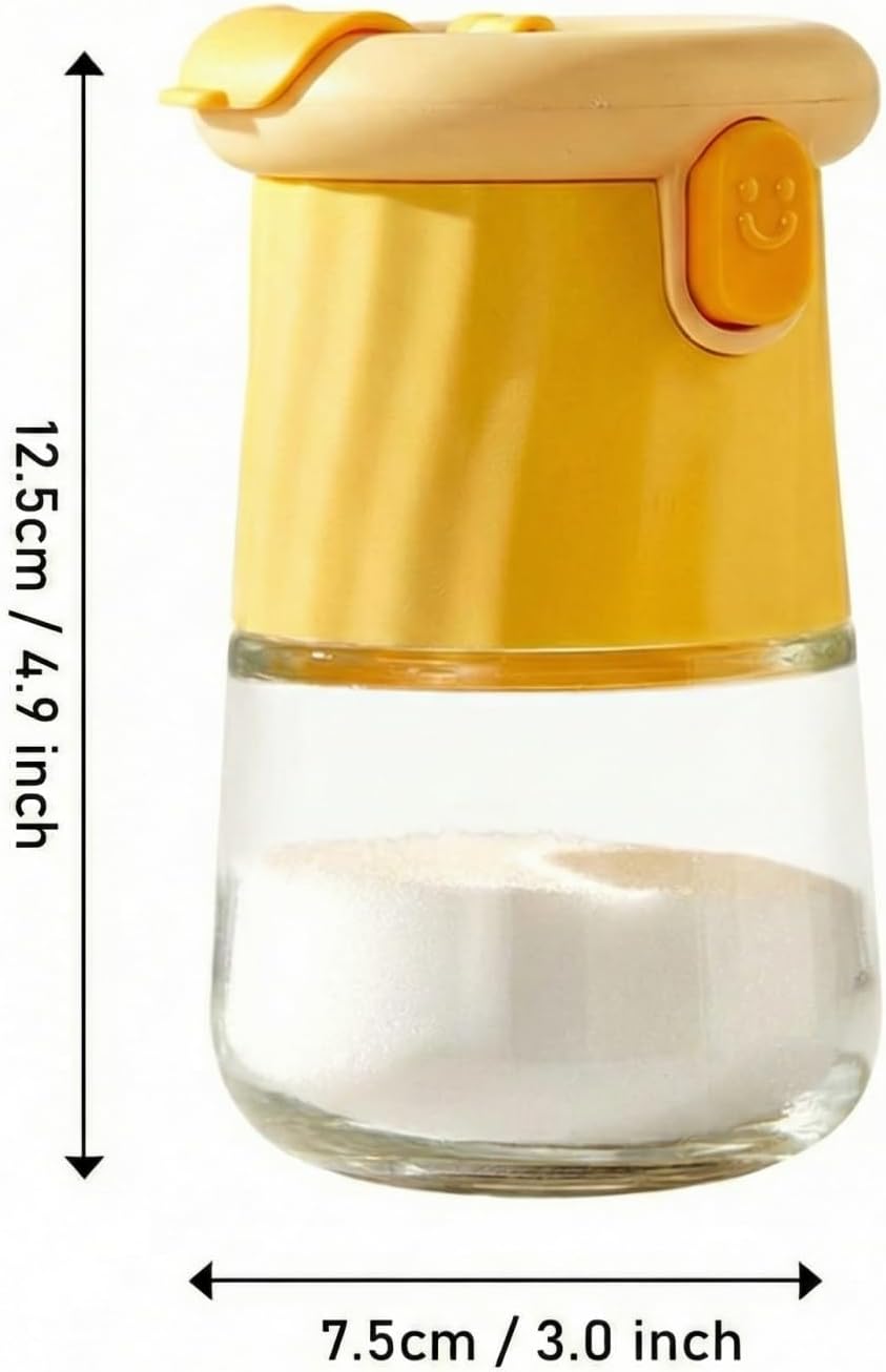 VIGOR Cute Glass Salt & Pepper Shakers, Push Button Set