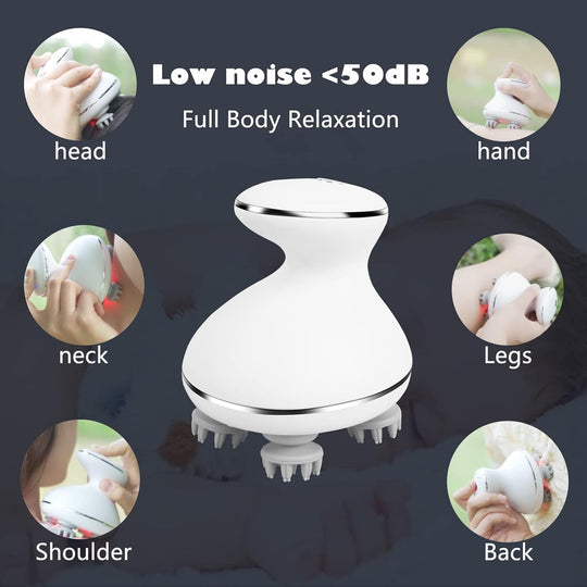 Electric Head Massager Waterproof  Red Light Care Handheld Massager 4 Detachable Heads Wireless Portable (MOQ 10 Sets)