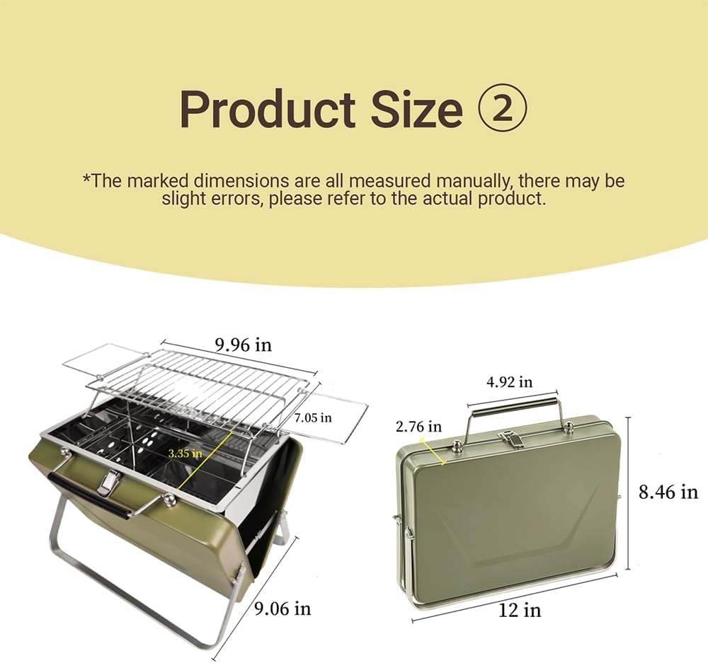 Outdoor Portable Barbecue Grill Briefcase Style Folding Charcoal Camping Grills (MOQ 10 Sets)